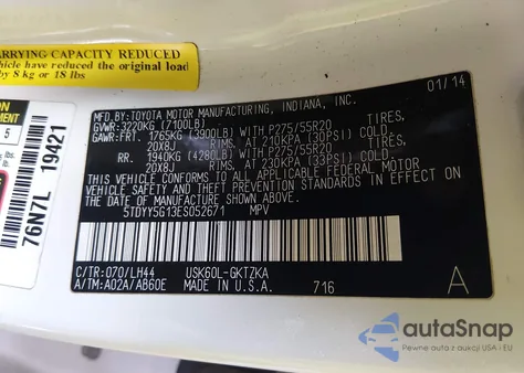 2014 Toyota Sequoia Platinum 5.7L V8 from USA, damaged, VIN 5TDYY5G13ES052671